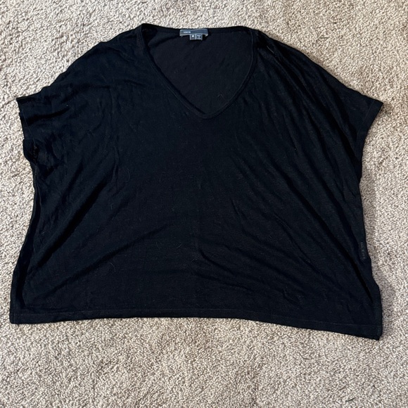 Vince Tops - Vince Black Relaxed V-Neck Tee